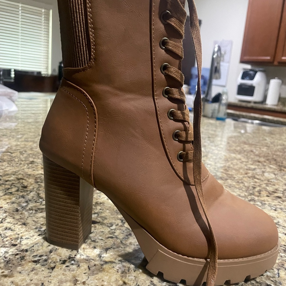 Brown Lace-Up Ankle Boots